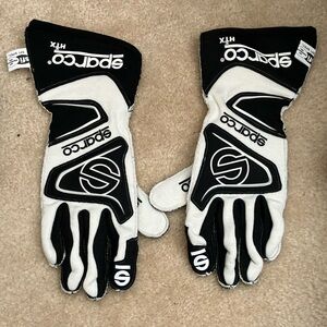 Sparco Black and White Racing Gloves